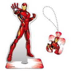 PUZZLE LIFE 漫威復仇者聯盟鋼鐵人壓克力立牌 + 鑰匙圈套組 MAS304, 1套
