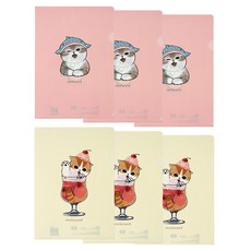 STUDIO EIGHT Morph Sand L型透明文件夾 冰淇淋 3入 + 鯊魚 3入 套組, 混合色, 1套