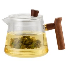 발룬피니 내열유리 우드핸들 티포트, 혼합색상, 1개, 640ml