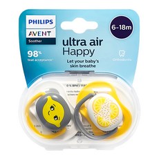 PHILIPS 飛利浦 AVENT 新安怡 透氣安撫奶嘴 水果造型 SCF080-18, 6~18個月, 檸檬笑臉 + 檸檬切片, 1套