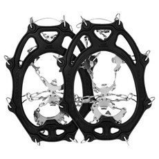 SAPA 冬季登山釣魚19爪鏈條冰爪 雙腳穿戴套組, 黑色