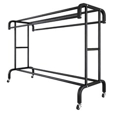 德利生活 移動式U型雙排耐重掛衣架, 黑色