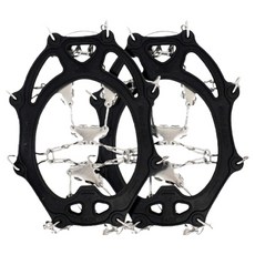 SAPA 冬季登山釣魚24爪鏈條冰爪雙腳穿戴套組, 黑色