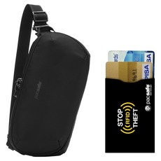 pacsafe V 都會單肩包 + 卡套 2件組, 黑色(包)
