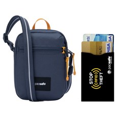 pacsafe GO 超輕量斜揹包 + 卡套 2件組, 海岸藍(包)
