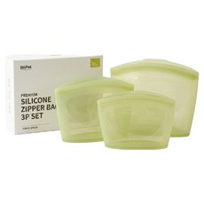 SiliPot 頂級矽膠保鮮袋3件組, 酷萊姆綠, 1套