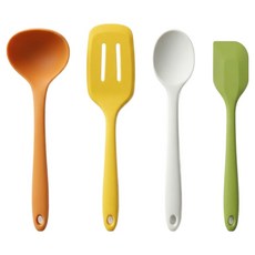 SiliPot 頂級矽膠迷你廚具4件組, 小湯勺 + 迷你刮刀 + 小鍋鏟 + 多功能勺, 秋季, 1個