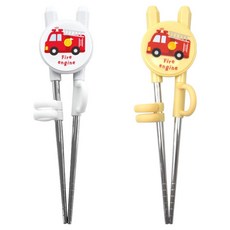 kitchen U 噗噗車 第1階段 學習筷 2件組, 白色, 淺黃色, 1套