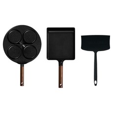 Truecook IH電磁爐用大型陶瓷玉子燒鍋3件組, 特大玉子燒鍋 + 特大矽膠鍋鏟 + 4格雞蛋煎鍋, 1套