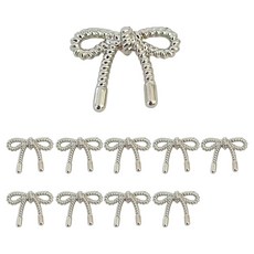 KHOOMIE 金屬繩結蝴蝶結造型鈕扣 5W0966, 10個, 銀色