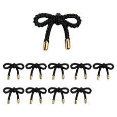 KHOOMIE 金屬繩結蝴蝶結造型鈕扣 5W0966, 10個, 黑色