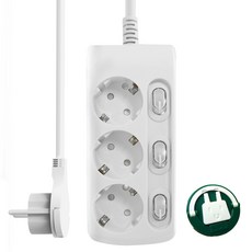 LUGBOX 獨立開關3孔延長線 KF-KSB-03K3, 1.5m, 白色(延長線), 隨機出貨(地毯插座箱安全蓋), 1個