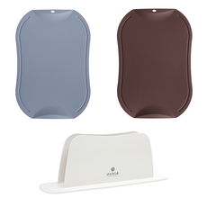 doble 不留刀痕大型砧板 + 支架 3件組, 1套, 藍灰色砧板 + 酒紅色砧板 + ABS支架