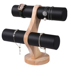 Mints Mom 原木飾品展示架, 黑色皮革, 1個