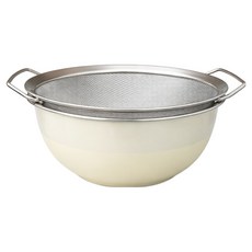 LANO 304不鏽鋼攪拌盆 + 附把手濾網套組 奶油色, 1套, 304不鏽鋼攪拌盆 + 附把手濾網