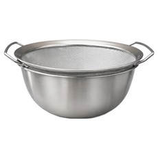 LANO 304不鏽鋼攪拌碗 + 帶柄濾網組 銀色, 1套, 304不鏽鋼攪拌碗 + 帶柄濾網