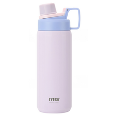 TYESO 泰碩 304不鏽鋼幻彩系列運動保溫水壺, 淺紫色, 750ml, 1個