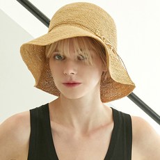 DAKS 女款 Victoria Natural DD裝飾拉菲草軟邊帽