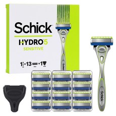 쉬크 하이드로5 센서티브 면도기 세트, 면도기 핸들 + 날 13입 + 커버, 1세트