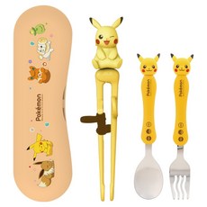 LiLFANT The Stick Max 寶可夢筷子湯匙叉子收納盒組, 黃色, 1套, 湯匙 + 叉子 + 筷子 + 收納盒