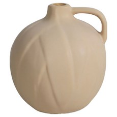 Souplace 陶瓷圓形手柄擺飾花瓶 S261-0033, 米色
