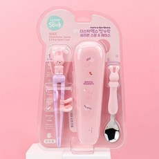 LiLFANT 兒童用 The Stick Max 左手用湯匙筷子組 雪兔, 粉紅色, 1套, 筷子 + 湯匙 + 收納盒
