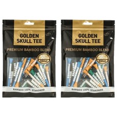 GOLDEN SKULL BAMBOO 竹製可調高度刻度高爾夫球釘 長釘 50入組, 黑色, 綠色, 藍色, 黃色, 2套