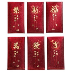 Bebehome 金蔥燙金復古質感千元紅包袋 新年快樂, 6包組