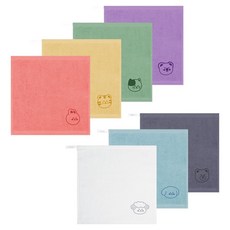 Songwol 松月 彩色蓬鬆動物園幼兒園掛環毛巾 擦手巾, 混合顏色, 7個