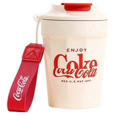 LiLFANT 可口可樂 雙層不鏽鋼咖啡隨行杯, 奶油白, 390ml, 1個