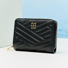 DAKS 男女通用 Carlisle 壓紋皮革 金色DD 拉鍊短夾 2折短夾