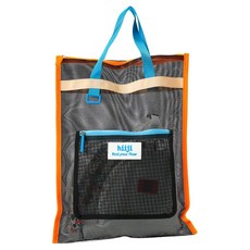 히지 숏핀 다용도 포켓 매쉬백, 블랙 + 오렌지