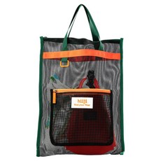 히지 숏핀 다용도 포켓 매쉬백, 블랙 + 그린