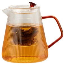 발룬피니 내열유리 컬러핸들 차 거름망 티포트, 혼합색상, 1개, 1.02L