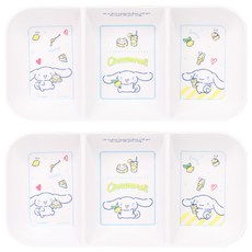 LiLFANT 三麗鷗 Easy Stack 堅固3格小菜盤 大耳狗喜拿, 白色, 2個