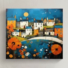 北歐港口城市風景帆布畫框 3