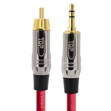 HDtop RCA 轉 3.5立體聲連接線 50m, 金屬紅, 1個, HT-TP4604
