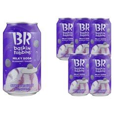 배스킨라빈스 블루베리 요거트 탄산음료, 6개, 350ml