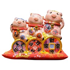 Intodeco 福富貴多產象徵陶瓷豬裝飾品 53581, 混合色