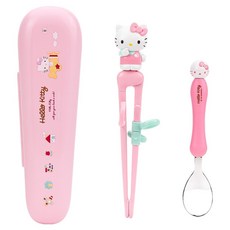 LiLFANT Hello Kitty The Stick Max 左手專用餐具盒組, 粉紅色, 1套, 湯匙 + 筷子 + 收納盒