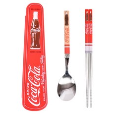 LiLFANT 可口可樂復古真空餐具纖薄盒組, 紅色, 1套, 湯匙 + 筷子 + 收納盒