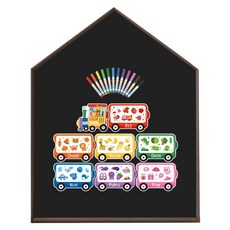 맘스보드 레브 하우스 쇼콜라 보드 + 컬러트레인 + 미니팝 12색 패키지 세트, 샤인블랙(보드), 혼합색상(컬러트레인), 혼합색상(미니팝 보드마카), 1세트