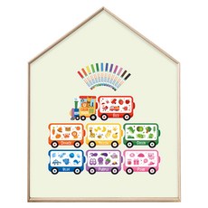 맘스보드 레브 하우스 내츄럴 보드 + 컬러트레인 + 미니팝 12색 패키지 세트, 듀그린(보드), 혼합색상(컬러트레인), 혼합색상(미니팝 컬러마카), 1세트