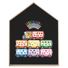 맘스보드 레브 하우스 내츄럴 보드 + 컬러트레인 + 미니팝 12색 패키지 세트, 샤인블랙(보드) 혼합색상(컬러트레인), 혼합색상(미니팝 컬러마카), 1세트