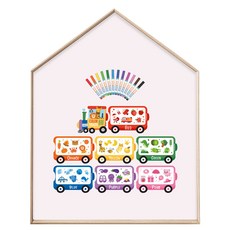 맘스보드 레브 하우스 내츄럴 보드 + 컬러트레인 + 미니팝 12색 패키지 세트, 파우더핑크(보드), 혼합색상(컬러트레인), 혼합색상(미니팝 컬러마카), 1세트