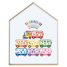 맘스보드 레브 하우스 내츄럴 보드 + 컬러트레인 + 미니팝 12색 패키지 세트, 페퍼민트(보드), 혼합색상(컬러트레인), 혼합색상(미니팝 컬러마카), 1세트