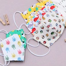 Bidangil 兒童動物圖案棉質口罩 5入