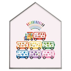 맘스보드 레브 하우스 보드 + 컬러트레인 + 미니팝 12색 마카 세트, 파우더핑크 + 애쉬그레이(보드), 혼합색상(컬러트레인), 혼합색상(미니팝 마카), 1세트