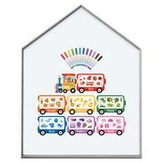 맘스보드 레브 하우스 보드 + 컬러트레인 + 미니팝 12색 마카 세트, 페퍼민트 + 애쉬그레이(보드), 혼합색상(컬러트레인), 혼합색상(미니팝 마카), 1세트