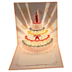 Hugoing 3D彈出式旋律生日賀卡, 粉紅色, 1個